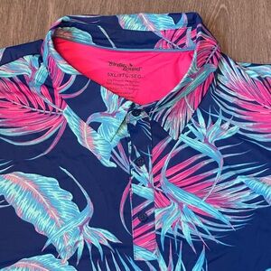 Birdie Bound | Men's Size 5XL Tropical Blue and Pink Polo Shirt - NWT!